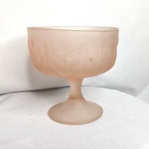 FDT 1970's Frosted Pedestal Pink Candy Dish Vintage Design